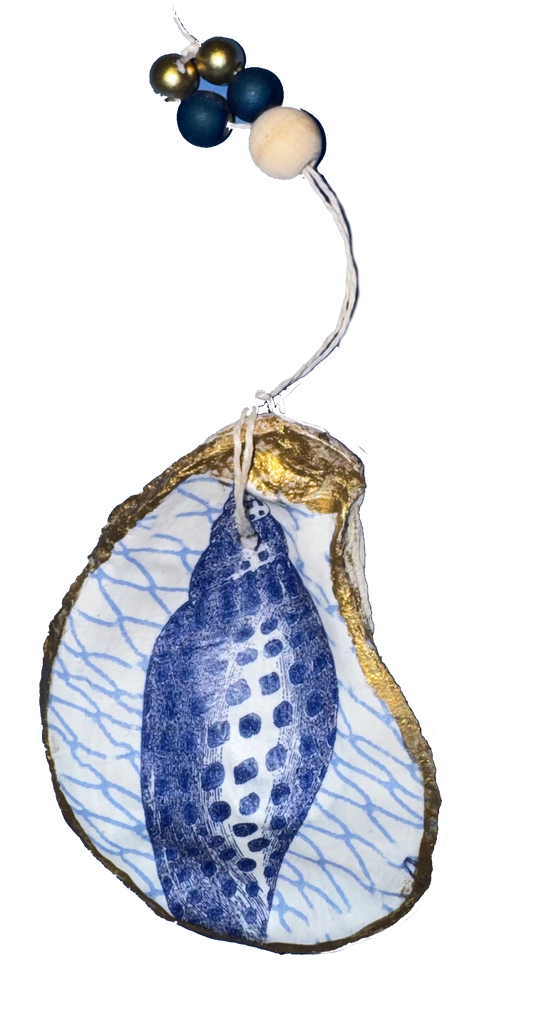 Decoupage Oyster Shell Ornament | Handmade | Design will vary.