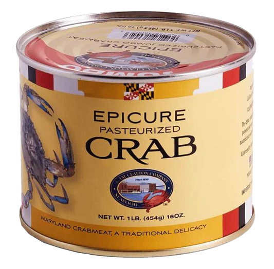 100% Maryland Lump Blue Crab Meat - 1lb. Pasteurized